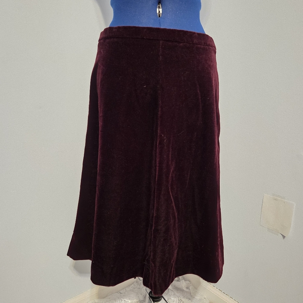 Vintage Union Made Burgundy Velvet Midi Skirt Size 12